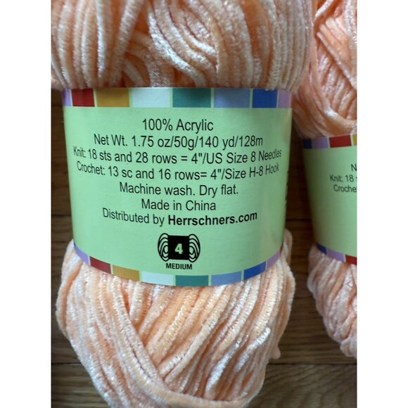 Herrschners Baby Chenille Yarn Orange Lot Of 6 +  Bernat Peach - Picture 5 of 7